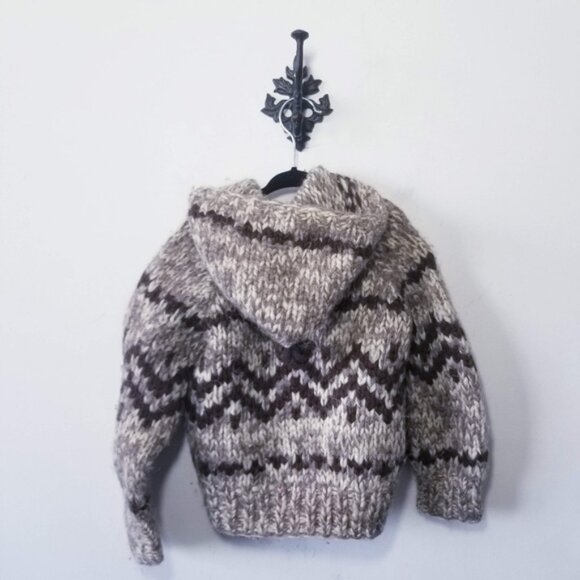 Vintage Handknit Cowichan Sweater Kids Size S Full Zip Cardigan - Picture 2 of 4